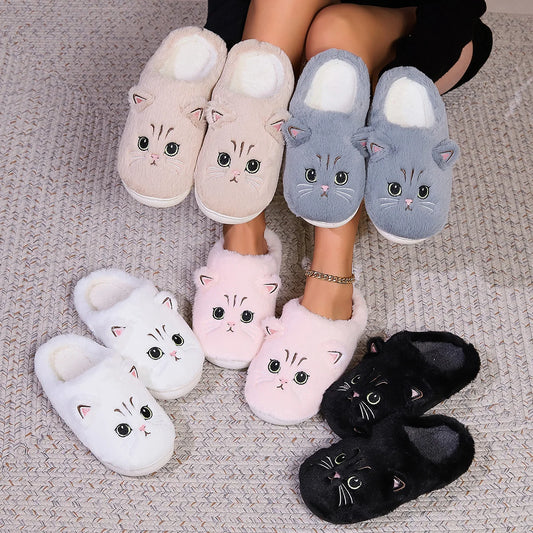 Ultra Soft Fabric Cat Fuzzy Slippers